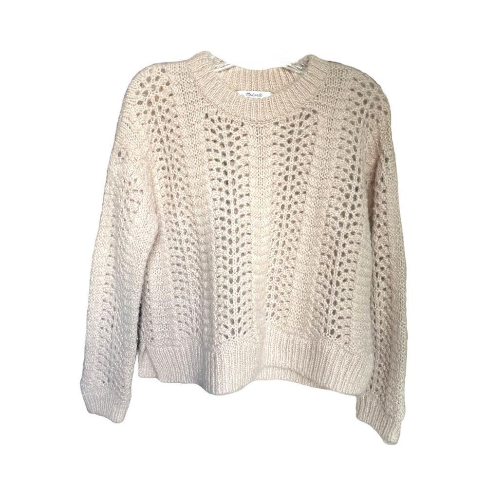 MADEWELL Windemere Cable Knit Sweater Oatmeal White